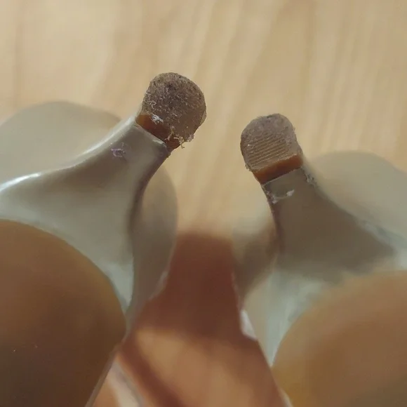 Alex Marie Champagne Beaded Animal Print Leather Ankle Strap Heels Size 6.5 - Picture 14 of 16